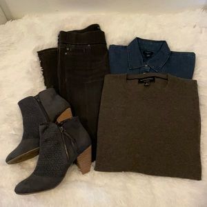 Report Footwear Navy Merle Faux Suede Perforated Bootie